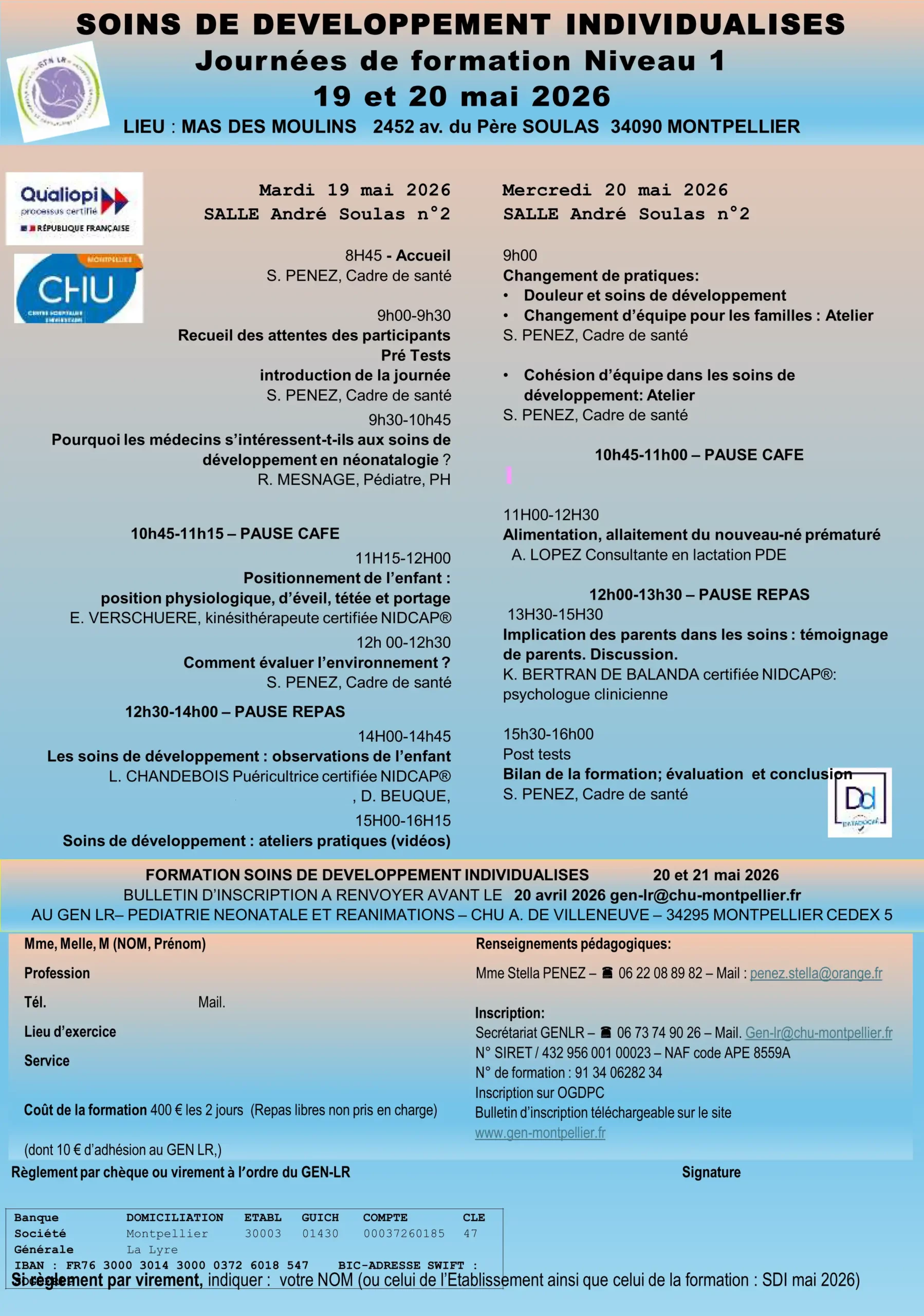 Image de l'Affiche formation Soins de Développement Individualisés du GEN LR-2026